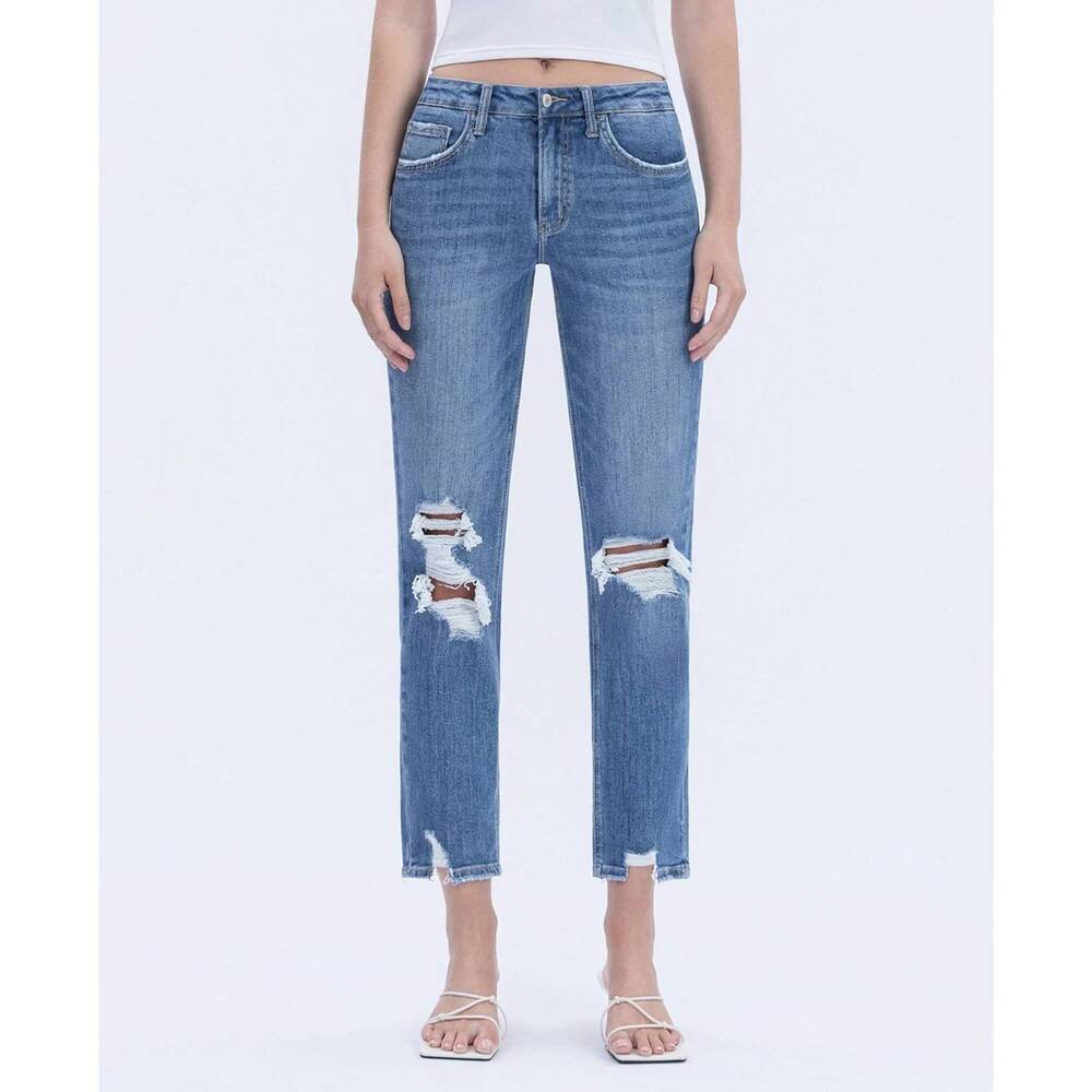 NEW LOVERVET high rise boyfriend distressed jeans in blue